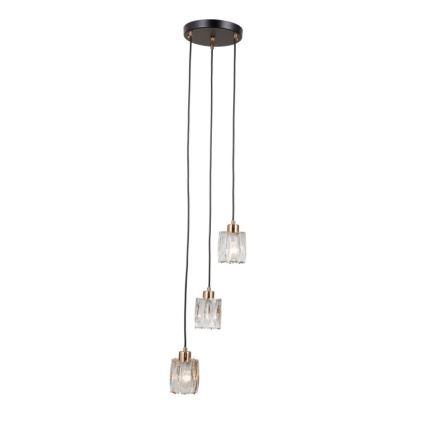 ITALUX - Luster na sajli TORNO 3xE14/40W/230V crna/zlatna