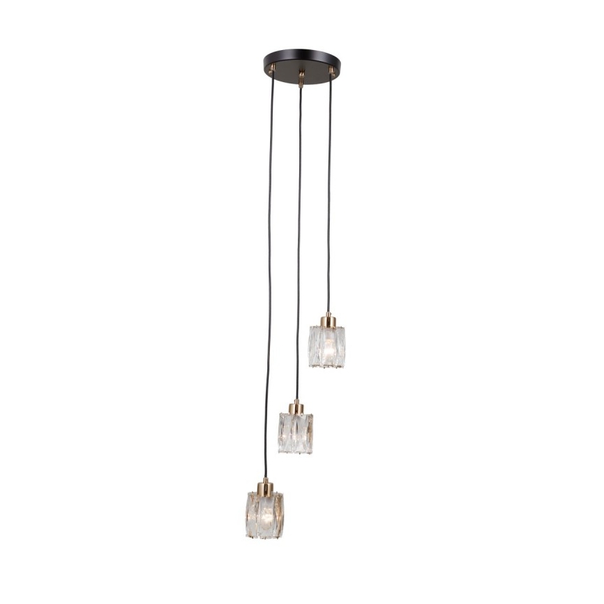 ITALUX - Luster na sajli TORNO 3xE14/40W/230V crna/zlatna