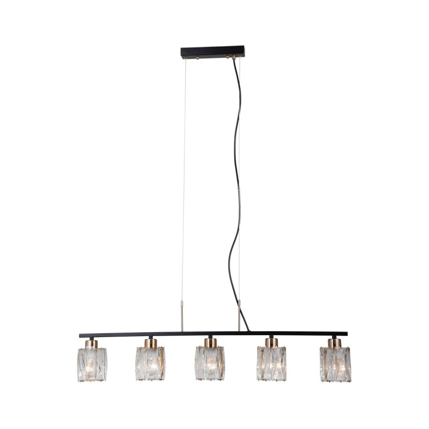 ITALUX - Luster na sajli SIMONA 5xE14/40W/230V crni/zlatni