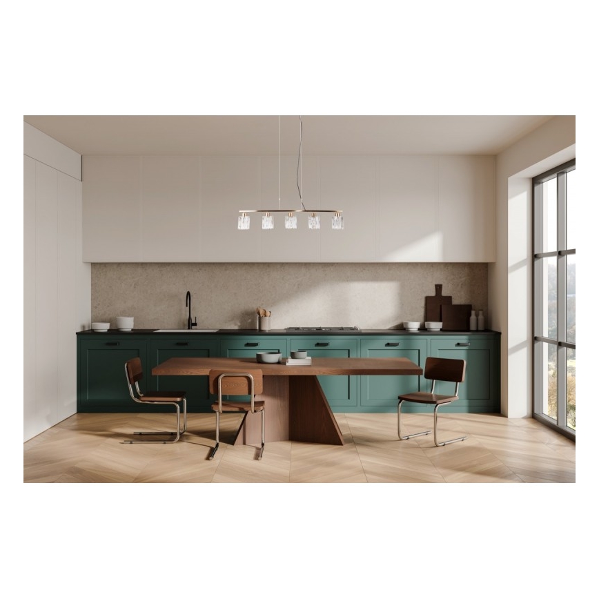 ITALUX - Luster na sajli SIMONA 5xE14/40W/230V zlatna