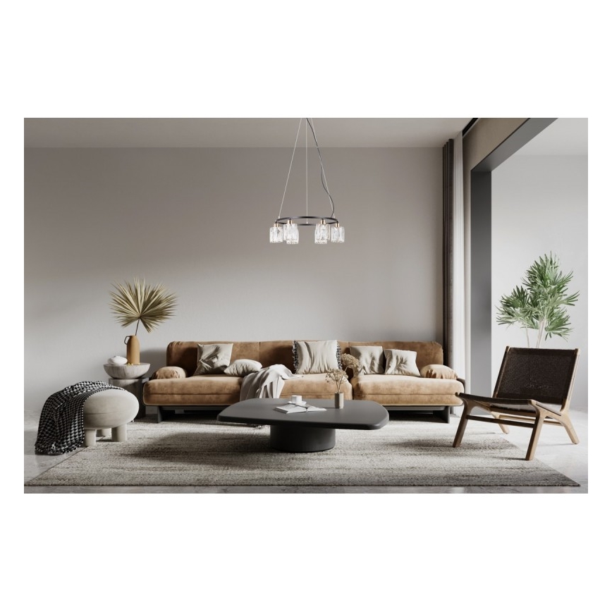 ITALUX - Luster na sajli SIMONA 6xE14/40W/230V crna/zlatna