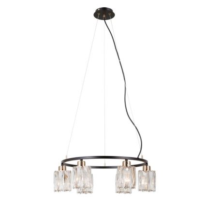 ITALUX - Luster na sajli SIMONA 6xE14/40W/230V crna/zlatna