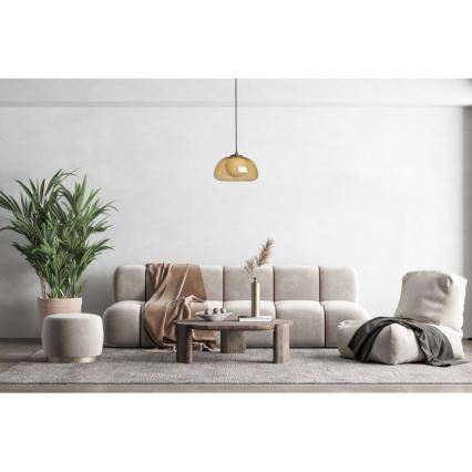 ITALUX - Luster na sajli AINALE 1xG9/7W/230V crna/zadimljeno smeđa