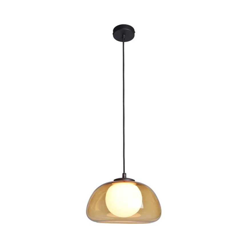 ITALUX - Luster na sajli AINALE 1xG9/7W/230V crna/zadimljeno smeđa