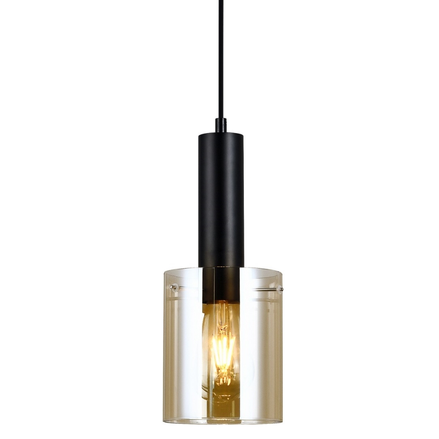 ITALUX - Luster na sajli SARDO 1xE27/40W/230V crna/zlatna