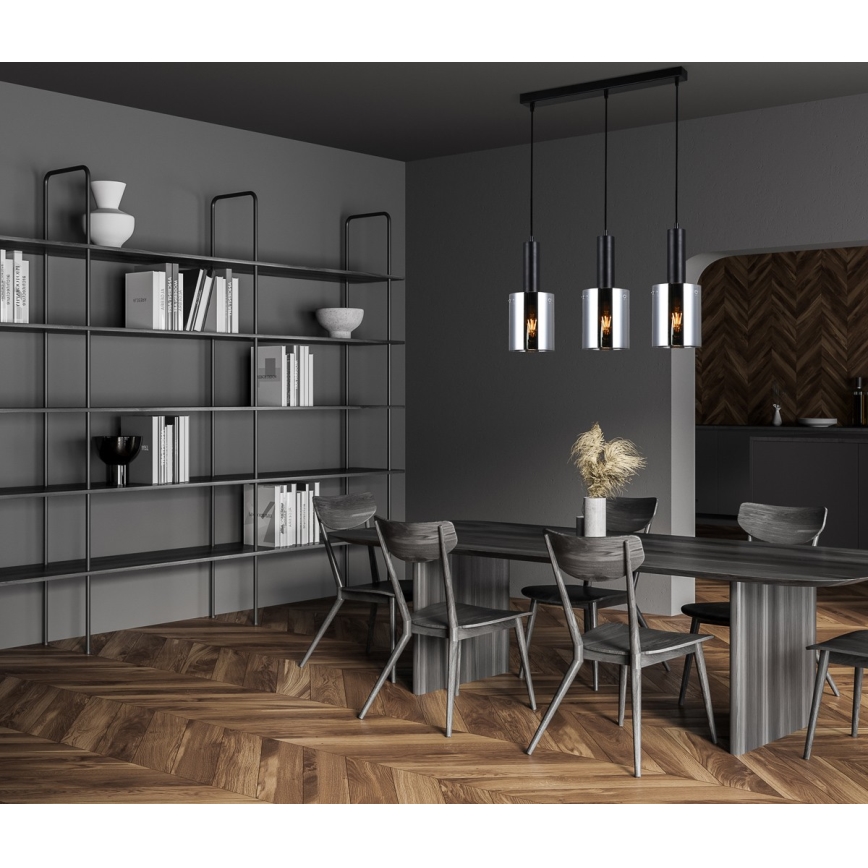 ITALUX - Luster na sajli SARDO 3xE27/40W/230V crna