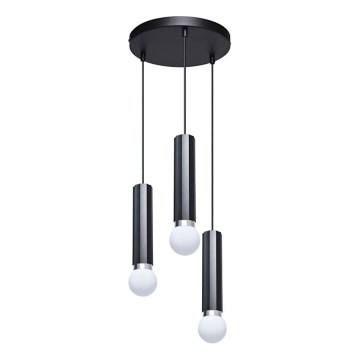 ITALUX - Viseći luster MACERA na sajli 3xE27/40W/230V crni