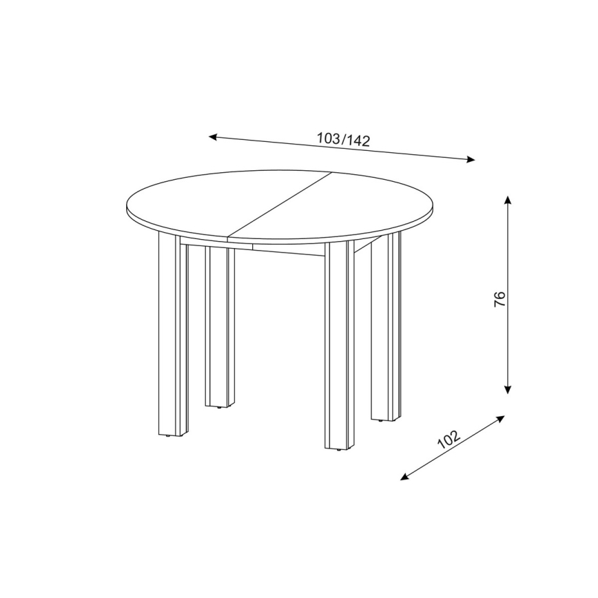 Izvlačni blagovaonski stol WILY hrast artisan/crrna