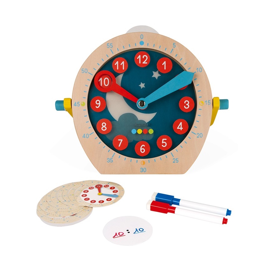 Janod - Dječji drveni sat LEARNING TOYS