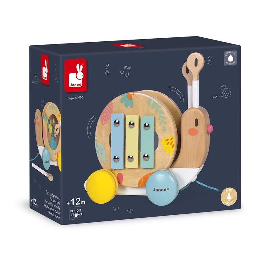 Janod - Drveni puž s ksilofonom PURE