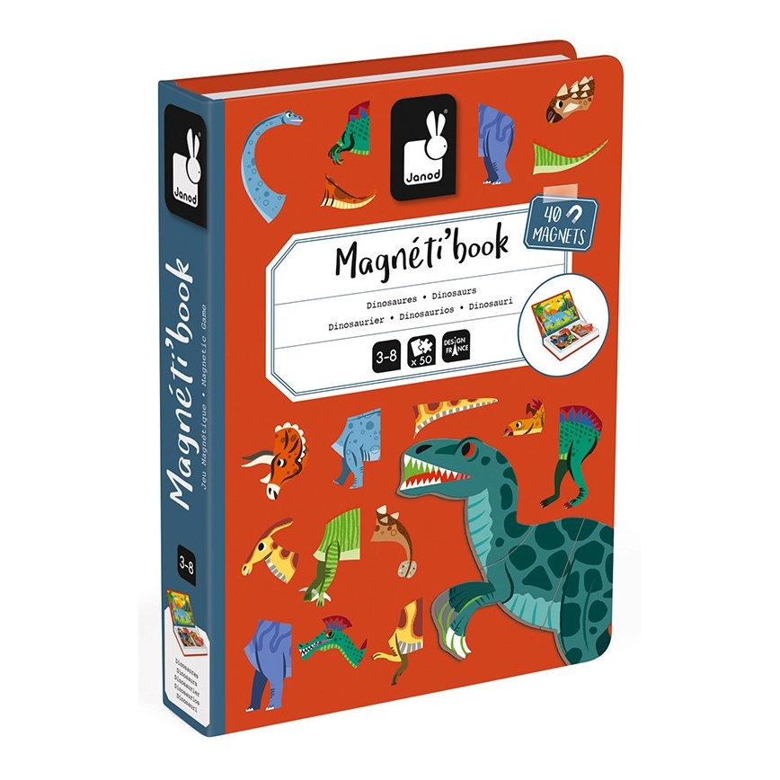 Janod - Magnetski interaktivni set MAGNETIBOOK dinosauri