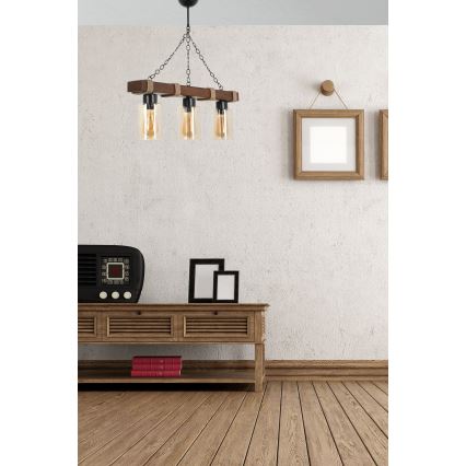 JASMIN 3xE27/40W/230V smeđi/bežični