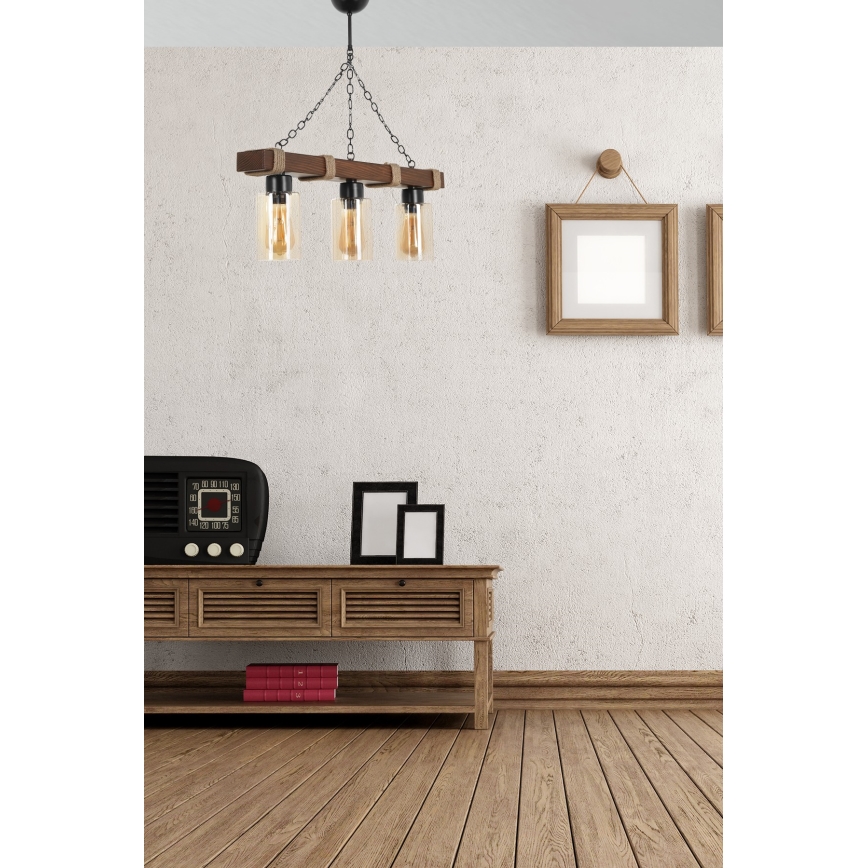 JASMIN 3xE27/40W/230V smeđi/bežični