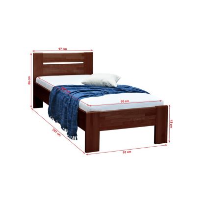 Jednokrevetni krevet AMBER 90x200 cm, tamni orah