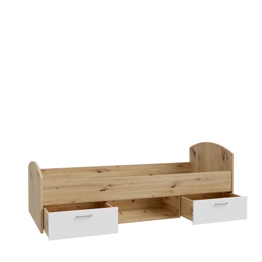 Jednokrevetni krevet s prostorom za pohranu URO 90x200 cm hrast artisan/bijela