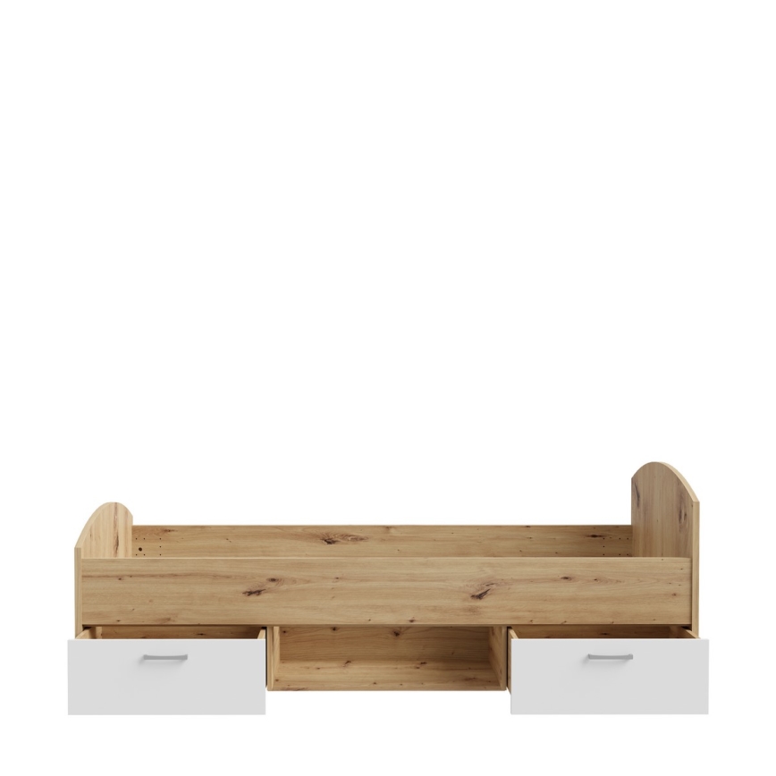 Jednokrevetni krevet s prostorom za pohranu URO 90x200 cm hrast artisan/bijela