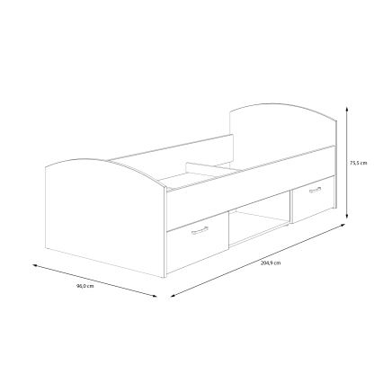 Jednokrevetni krevet s prostorom za pohranu URO 90x200 cm hrast artisan/bijela