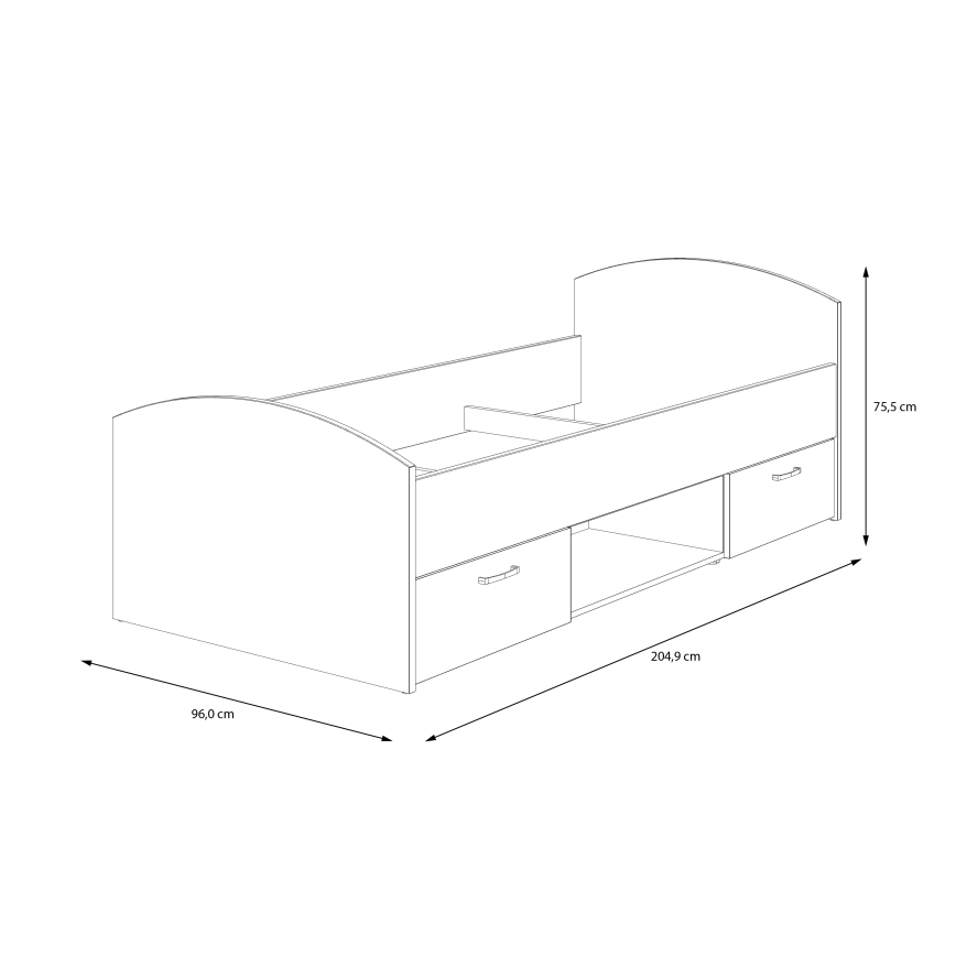 Jednokrevetni krevet s prostorom za pohranu URO 90x200 cm hrast artisan/bijela