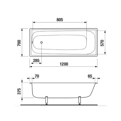 JIKA H2340200000001 - Kada RIGA 120x70 čelik/bijela