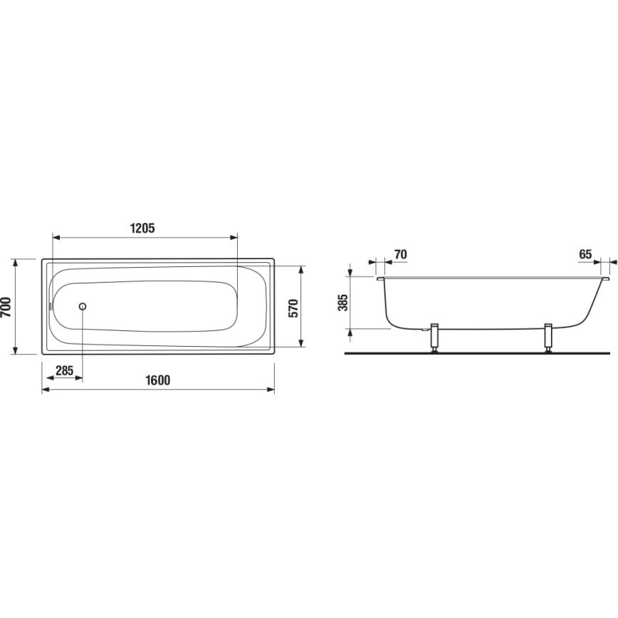 JIKA H2340600000001 - Kada RIGA 160x70 čelik/bijela