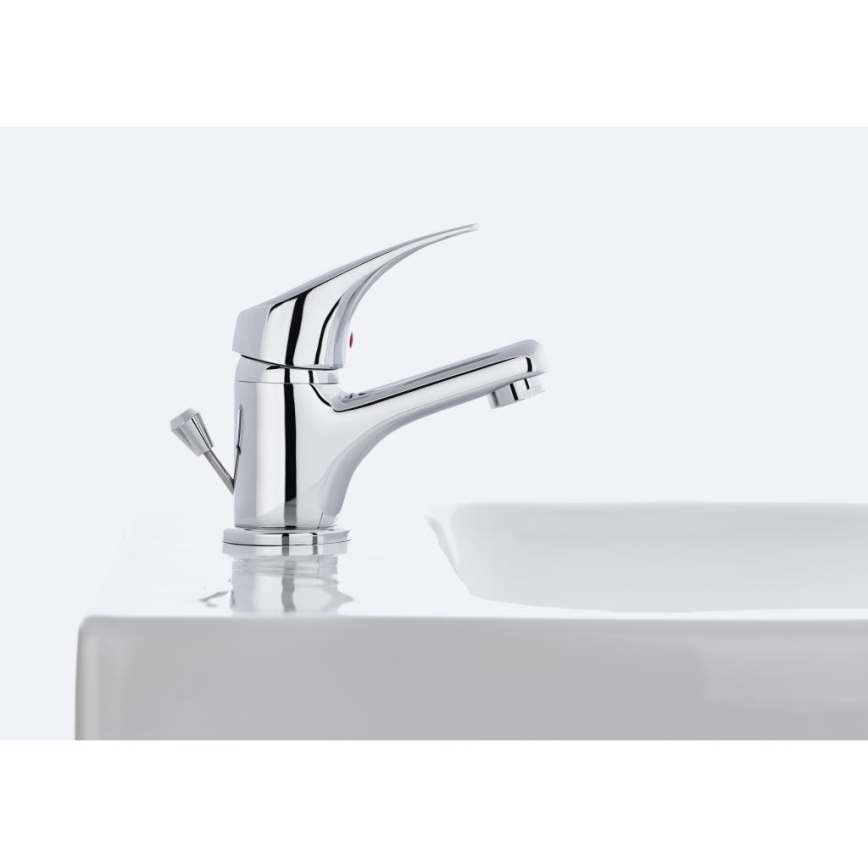 JIKA H3111N10041111 - Miješalica za umivaonik + gornji dio sifona s preljevom TALAS 12,3 cm sjajni krom