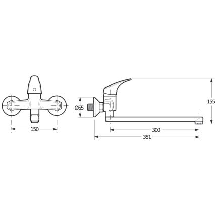 JIKA H3111N70042401 - Miješalica za umivaonik TALAS 15,5 cm sjajni krom