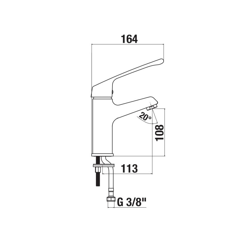 JIKA H3111W10045101 - Medicinska miješalica za umivaonik CUBE 16,4 cm sjajni krom