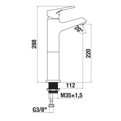 JIKA H3111W80041201 - Miješalica za umivaonik CUBE 28,8 cm sjajni krom