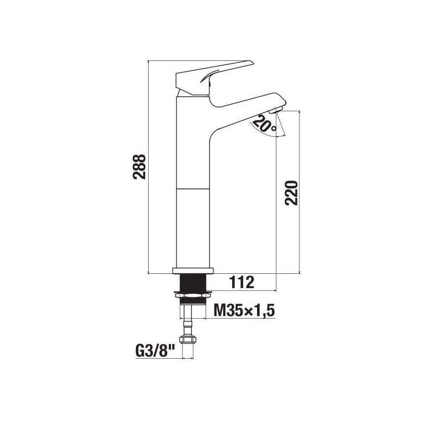 JIKA H3111W80041201 - Miješalica za umivaonik CUBE 28,8 cm sjajni krom