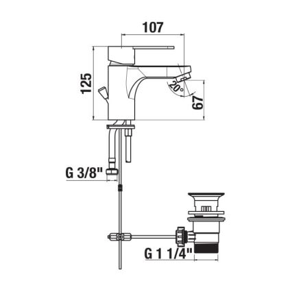 JIKA H3111Z10041111 - Miješalica za umivaonik + gornji dio sifona s preljevom LYRA 12,5 cm sjajni krom