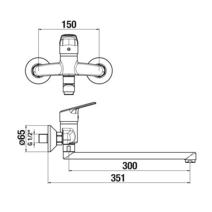 JIKA H3112E70042401 - Miješalica za umivaonik TALAS 15x35,1 cm sjajni krom