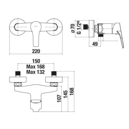 JIKA H3311W70044001 - Miješalica za tuš CUBE sjajni krom