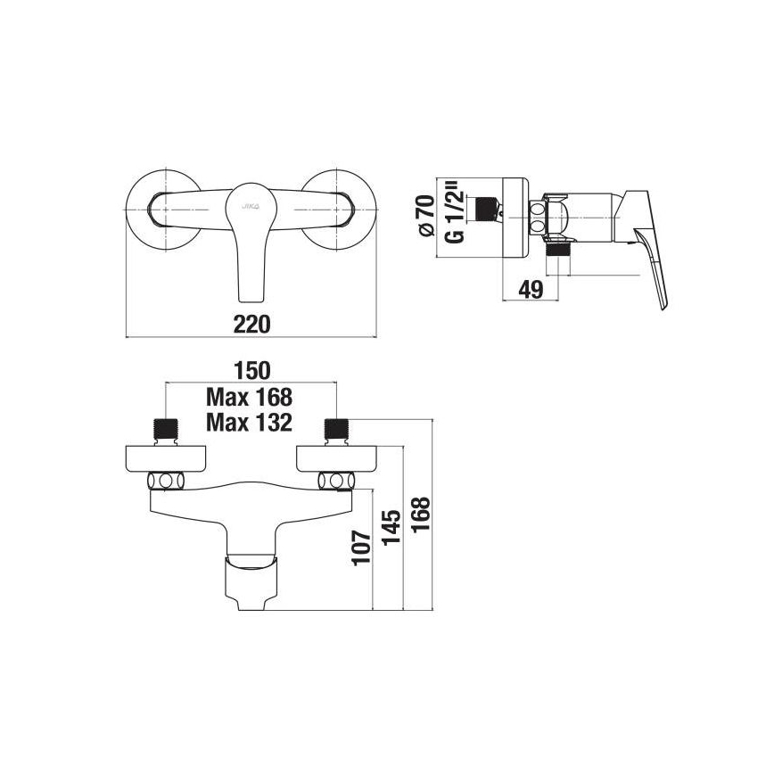 JIKA H3311W70044001 - Miješalica za tuš CUBE sjajni krom