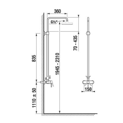 JIKA H3352770040001 - Tuš set s miješalicom LYRA, sjajni krom