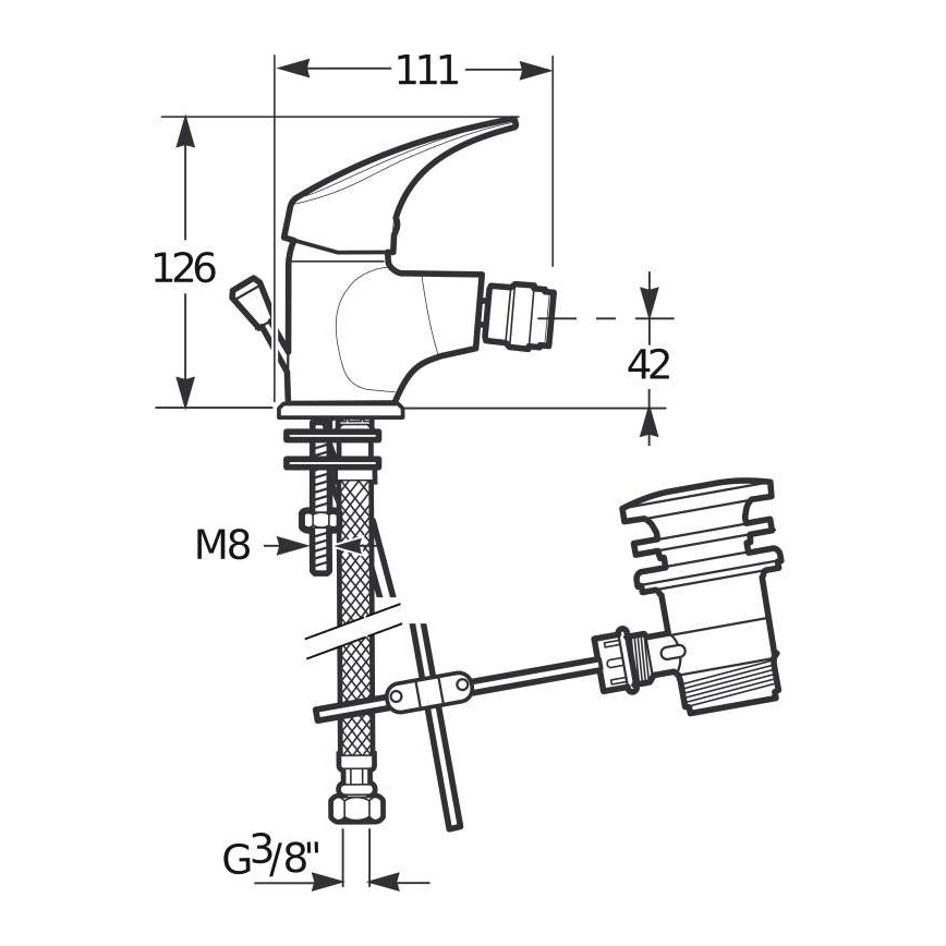 JIKA H3411N10041111 - Baterija za bide + odtok bez preliva TALAS 12,6 cm sjajni krom