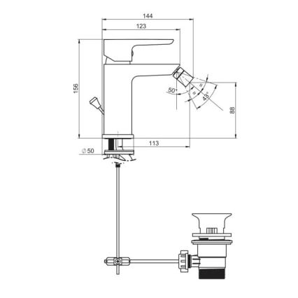 JIKA H3412H10041101 - Miješalica za bide PONTA 15,6 cm sjajni krom