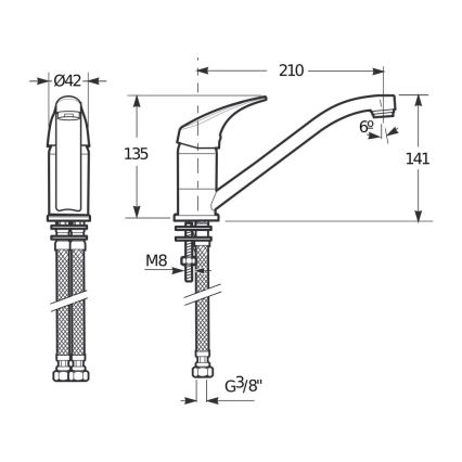 JIKA H3511N10042301 - Slavina za sudoper TALAS 13,5 cm sjajni krom