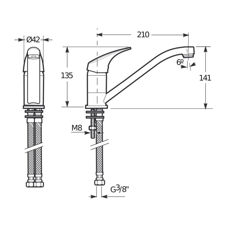 JIKA H3511N10042301 - Slavina za sudoper TALAS 13,5 cm sjajni krom