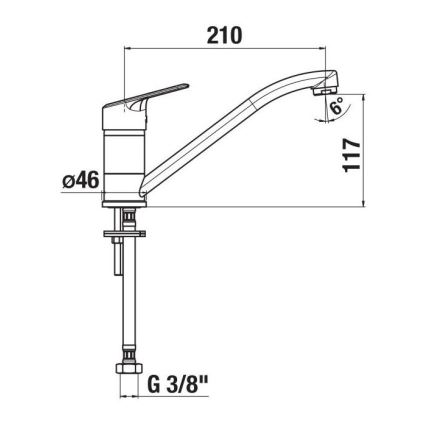 JIKA H3512E10042301 - Slavina za sudoper LYRA 21 cm sjajni krom
