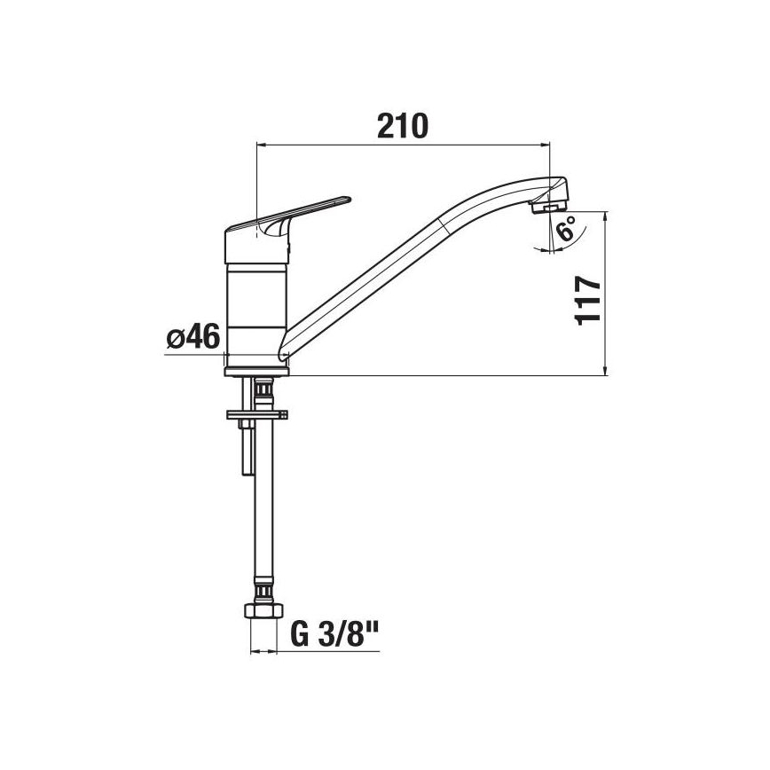 JIKA H3512E10042301 - Slavina za sudoper LYRA 21 cm sjajni krom