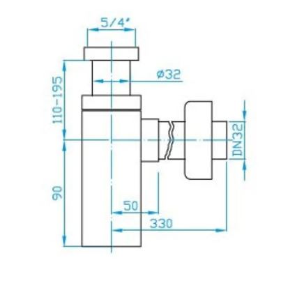 JIKA H3747300040001 - Kvadratni sifon za umivaonik CUBITO, sjajni krom