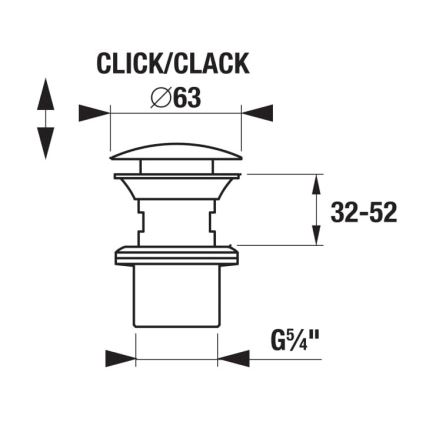 JIKA H3917100040001 - Odtok za umivaonik CLICK-CLACK, promjer 6,3 cm, sjajni krom