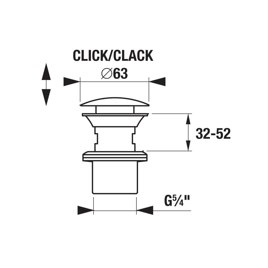 JIKA H3917100040001 - Odtok za umivaonik CLICK-CLACK, promjer 6,3 cm, sjajni krom