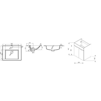 JIKA H4536121763521 - Ormarić za kupaonicu s umivaonikom CUBE 60,7x55 cm crna