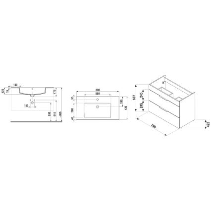 JIKA H4537621763001 - Ormarić za kupaonicu s umivaonikom CUBE 80 cm bijeli