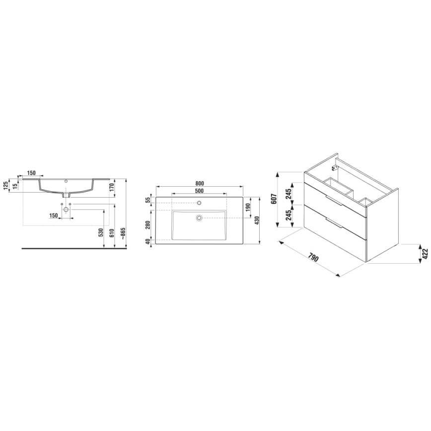 JIKA H4537621763001 - Ormarić za kupaonicu s umivaonikom CUBE 80 cm bijeli