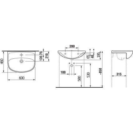 JIKA H8133830001041 - Ugradbeni umivaonik LYRA 60x46 cm keramika/bijela