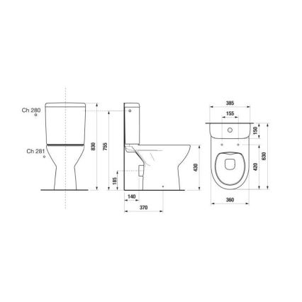 JIKA H8273860002801 - WC monoblok LYRA keramika/bijela