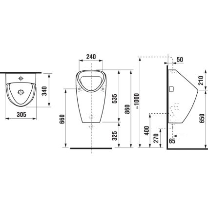 JIKA H8430610000001 - Pisoar GOLEM, unutarnji dovod, stražnji odvod, keramika/bijela