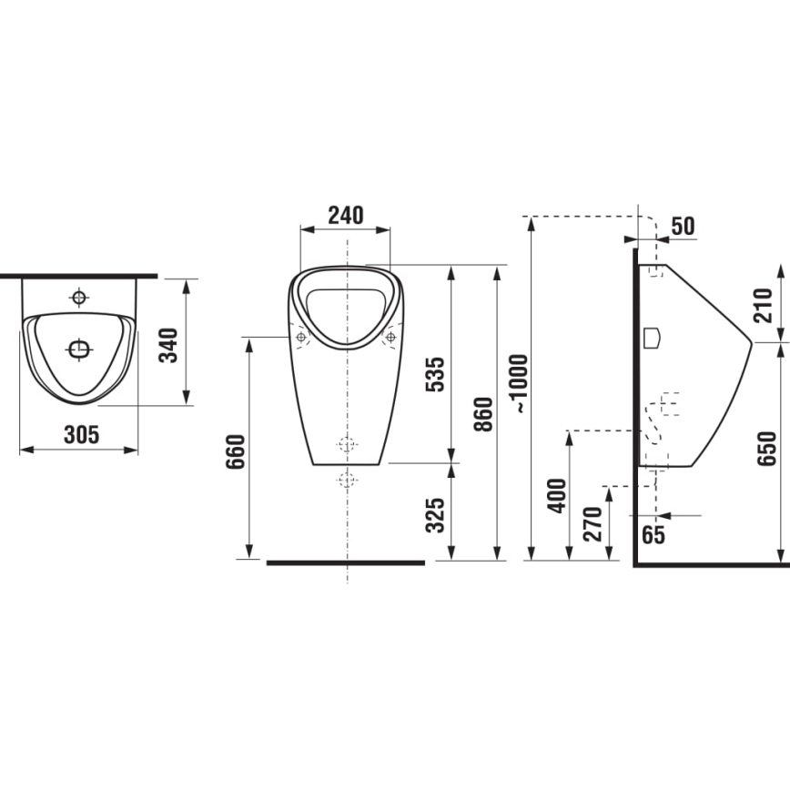 JIKA H8430610000001 - Pisoar GOLEM, unutarnji dovod, stražnji odvod, keramika/bijela